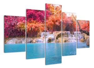 Obraz vodopádu a barevné přírody (150x105cm)
