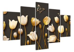 Obraz zlatých tulipánů (150x105cm)