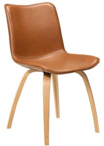 ​​​​​Dan-Form Koňakově hnědá koženková jídelní židle DAN-FORM Glee s dubovou podnoží