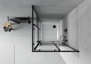Mexen Rio, čtvercový sprchový kout 80(dveře)x80(dveře)x190 cm, 5mm čiré sklo-vzor pásky, černý profil + bílá sprchová vanička SLIM, 860-080-080-70-20-4010B