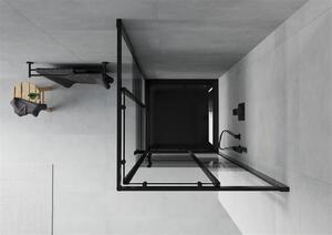 Mexen Rio, čtvercový sprchový kout 80(dveře)x80(dveře)x190 cm, 5mm čiré sklo-vzor pásky, černý profil + černá sprchová vanička SLIM, 860-080-080-70-20-4070B