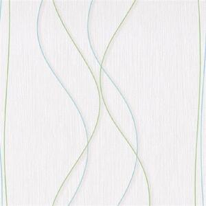 Papírové tapety na zeď Papillon 30001-08, rozměr 10,05 m x 0,53 cm, vlnovky s pruhy modro-zelené, Erismann