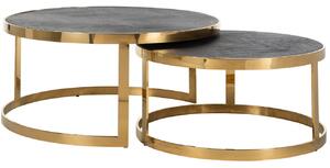 Černo zlatý dubový set dvou konferenčních stolků Richmond Blackbone 74/91,5 cm