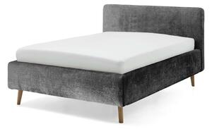 Tmavě šedá čalouněná dvoulůžková postel s úložným prostorem s roštem 140x200 cm Mattis - Meise Möbel