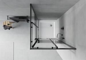 Mexen Rio, čtvercový sprchový kout 80(dveře)x80(dveře)x190 cm, 5mm čiré sklo-vzor pásky, černý profil + bílá sprchová vanička RIO, 860-080-080-70-20-4510