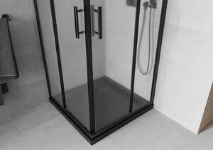 Mexen Rio, čtvercový sprchový kout 80(dveře)x80(dveře)x190 cm, 5mm sklo námraza, černý profil + černá sprchová vanička SLIM, 860-080-080-70-30-4070B