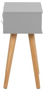 Scandi Šedý lakovaný noční stolek Marika 40 x 30 cm s dubovou podnoží