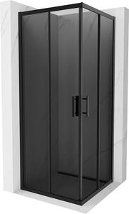 Mexen Rio, čtvercový sprchový kout 80(dveře)x80(dveře)x190 cm, 5mm šedé sklo, černý profil, 860-080-080-70-40