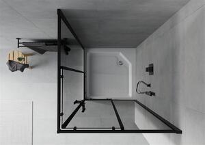 Mexen Rio, čtvercový sprchový kout 90(dveře)x90(dveře)x190 cm, 5mm šedé sklo, černý profil + bílá sprchová vanička RIO, 860-090-090-70-40-4510