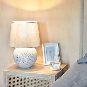 Šedá lněná stolní lampa s keramickou podstavou Kave Home Marcela