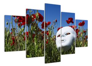 Obraz - maska v trávě (150x105cm)