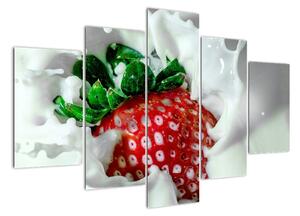 Obraz jahody v jogurtu (150x105cm)