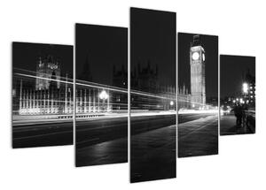 Černobílý obraz Londýna - Big ben (150x105cm)