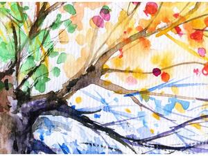 Obraz malovaný strom ročních období II Velikost (šířka x výška): 70x90 cm