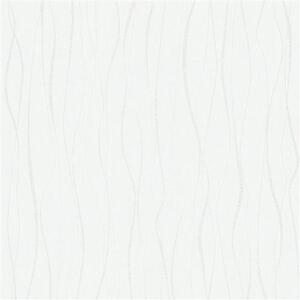 Vliesové tapety na zeď Ivy 82318, vlnovky metalicky bílé na bílém podkladu, rozměr 10,05 m x 0,53 m, NOVAMUR 6813-10