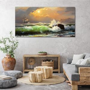 Obraz na plátně Obraz na plátně Vlny loď slunce