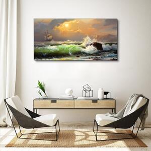 Obraz na plátně Obraz na plátně Vlny loď slunce