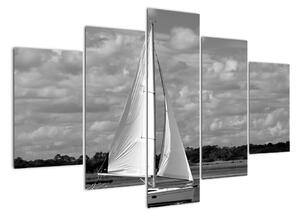 Obraz černobílé plachetnice (150x105cm)