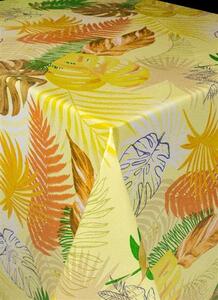 Ubrus PVC 5742620 palmové listy a monstery hnědo-oranžové metráž, 20 m x 140 cm, IMPOL TRADE