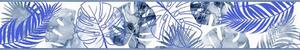 Samolepící bordura B 83-33-03, rozměr 5 m x 8,3 cm, mostera a palmové listy modré, IMPOL TRADE
