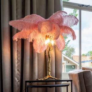 Růžovo zlatá stolní lampa Richmond Upanova s peřím
