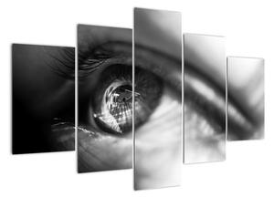 Černobílý obraz - detail oka (150x105cm)