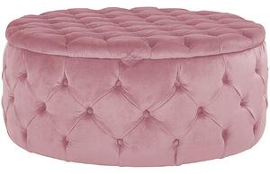 Růžový sametový taburet Richmond Lulu 100 cm