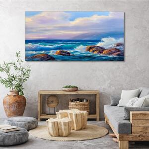 Obraz na plátně Obraz na plátně Mořské skalní vlny mraky