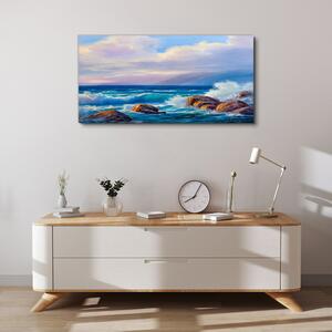 Obraz na plátně Obraz na plátně Mořské skalní vlny mraky