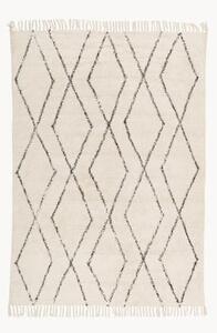 Ručně tkaný bavlněný koberec se vzorem a třásněmi Bina