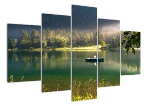 Obraz loďky na jezeře (150x105cm)