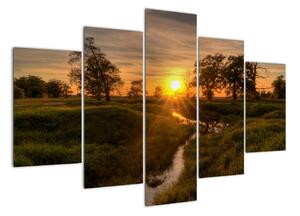 Západ slunce v údolí řeky, obraz (150x105cm)