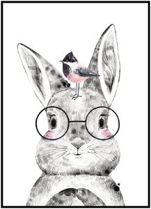 Plakát Zajíček Rozměr plakátu: 40 x 50 cm, Varianta zajíčka: Zajíček s kytičkou