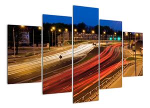 Noční čtyřproudová silnice, obraz (150x105cm)