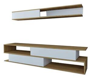Obývací stěna Simpsonic (bílá + teak). Akce -24%