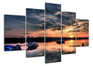 Západ slunce v přístavu - obraz na stěnu (150x105cm)