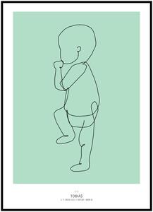 Plakát Vaše miminko v životní velikosti 50 x 70 cm Barva pozadí: Zelená, Ležící na: Levé straně, Počet vyobrazených miminek: Jedno miminko, Varianta: Dvojitým tahem