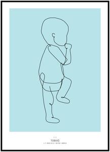 Plakát Vaše miminko v životní velikosti 50 x 70 cm Barva pozadí: Růžová, Ležící na: Pravé straně, Počet vyobrazených miminek: Jedno miminko, Varianta: Dvojitým tahem