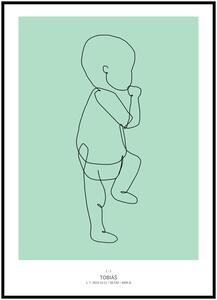 Plakát Vaše miminko v životní velikosti 50 x 70 cm Barva pozadí: Zelená, Ležící na: Levé straně, Počet vyobrazených miminek: Jedno miminko, Varianta: Jedním tahem