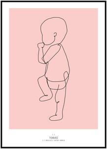 Plakát Vaše miminko v životní velikosti 50 x 70 cm Barva pozadí: Růžová, Ležící na: Pravé straně, Počet vyobrazených miminek: Jedno miminko, Varianta: Jedním tahem