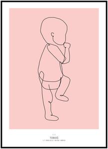 Plakát Vaše miminko v životní velikosti 50 x 70 cm Barva pozadí: Růžová, Ležící na: Pravé straně, Počet vyobrazených miminek: Jedno miminko, Varianta: Dvojitým tahem
