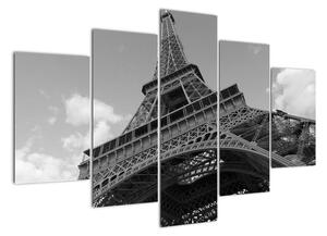 Černobílý obraz Eiffelovy věže (150x105cm)