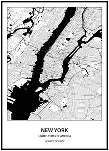 Plakát Mapa města (více variant měst) Rozměr plakátu: 30 x 40 cm, Město: New york