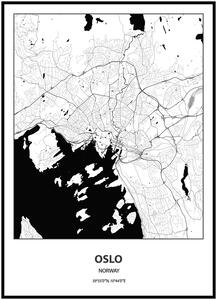 Plakát Mapa města (více variant měst) Rozměr plakátu: A4 (21 x 29,7 cm), Město: Oslo