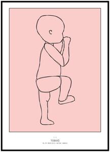 Plakát Vaše miminko v životní velikosti 50 x 70 cm Barva pozadí: Růžová, Ležící na: Levé straně, Počet vyobrazených miminek: Jedno miminko, Varianta: Dvojitým tahem