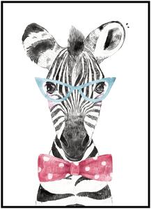 Plakát Zebra Rozměr plakátu: 30 x 40 cm, Varianta zebry: Zebra s brýlemi