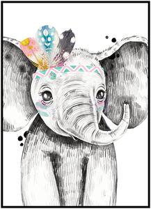 Plakát Sloník Rozměr plakátu: 30 x 40 cm, Varianta sloníka: Sloník s kytičkou