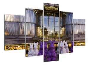 Barevné sochy králíků - obraz (150x105cm)