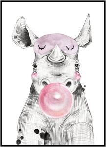 Plakát Nosorožec Rozměr plakátu: A4 (21 x 29,7 cm), Varianta nosorožce: Nosorožec s bublinou