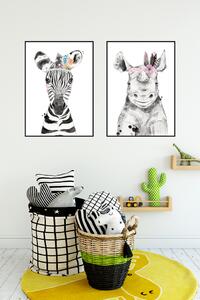 Plakát Zebra Rozměr plakátu: A4 (21 x 29,7 cm), Varianta zebry: Zebra s kytičkou